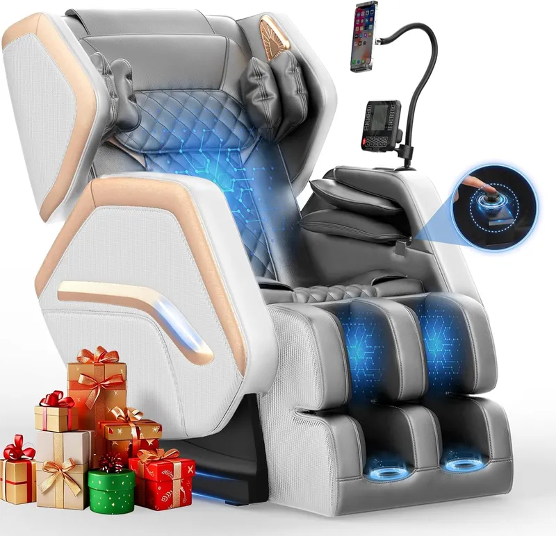 NAGLIFOR Massage Chair Full Body, White&gold